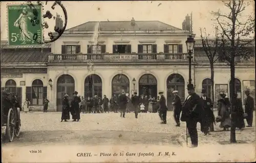 Ak Creil-Oise, Place de la Gare