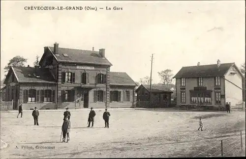 Ak Crevecoeur le Grand Oise, Bahnhof