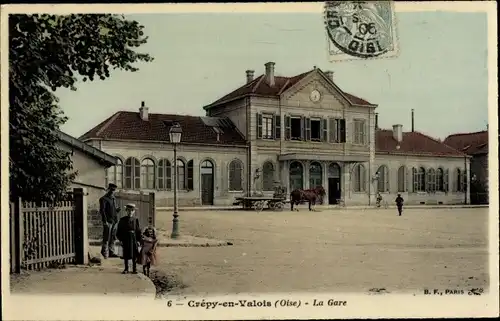 Ak Crépy in Valois Oise, Bahnhof