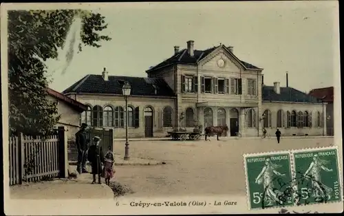 Ak Crépy in Valois Oise, Bahnhof