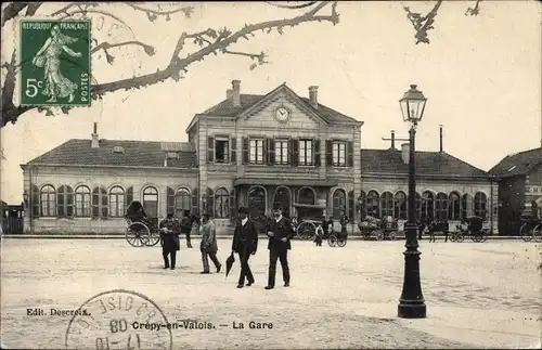 Ak Crépy in Valois Oise, Bahnhof