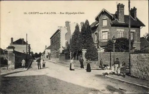 Ak Crépy in Valois Oise, Rue Hippolyte Clair