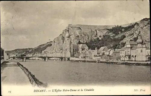 Ak Dinant Wallonie Namur, Liebfrauenkirche und Zitadelle