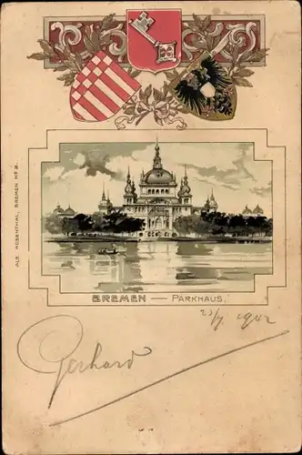 Passepartout Wappen Litho Hansestadt Bremen, Parkhaus