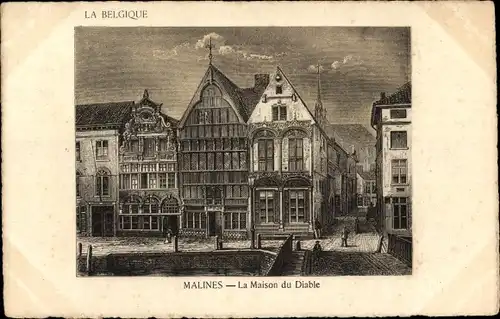 Künstler Ak Mechelen Malines Flandern Antwerpen, Haus des Teufels