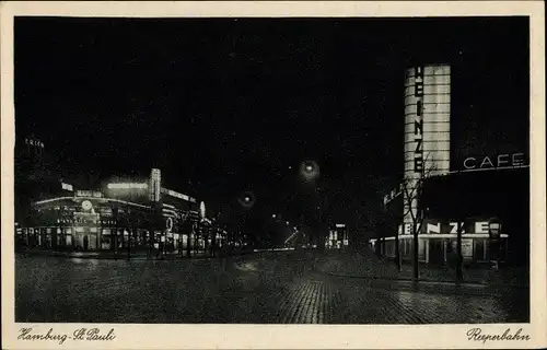 Ak Hamburg Mitte St. Pauli, Reeperbahn, Nachtbeleuchtung