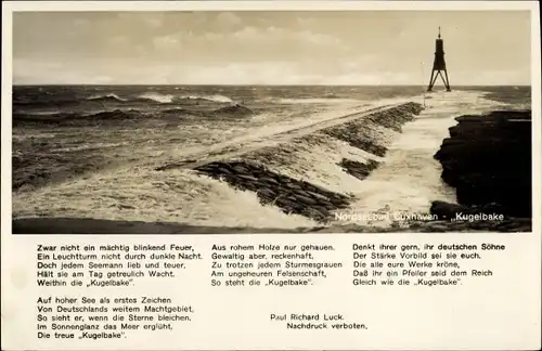 Ak Nordseebad Cuxhaven, Kugelbake, Gedicht