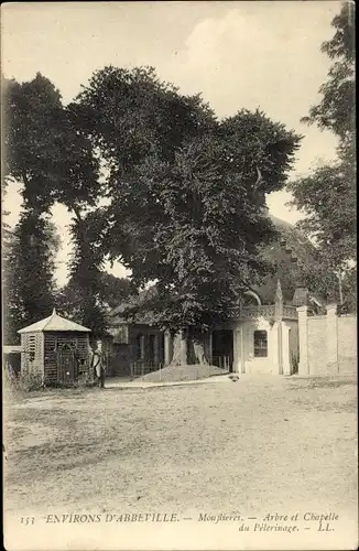 Ak Monflières Somme, Baum, Pilgerkapelle