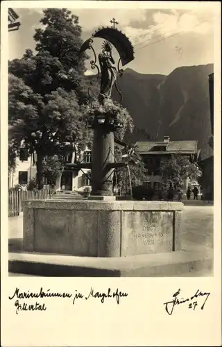 Ak Mayrhofen im Zillertal Tirol, Marienbrunnen