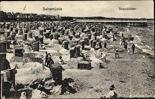 Ak Świnoujście Swinemünde Pommern, Strandleben