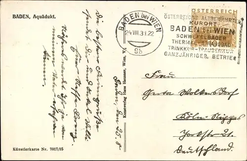 Ak Baden in Niederösterreich, Aquädukt, Totalansicht