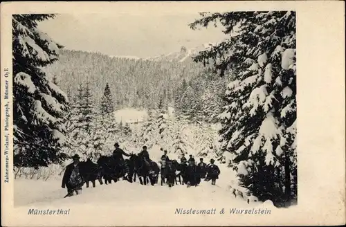 Ak Mühlbach im Münsterthal Muhlbach sur Munster Elsass Haut Rhin, Nisslesmatt, Wurselstein