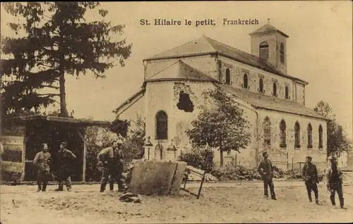 Ak Saint Hilaire le Petit Marne, Soldaten, Zerstörte Kirche, I. WK