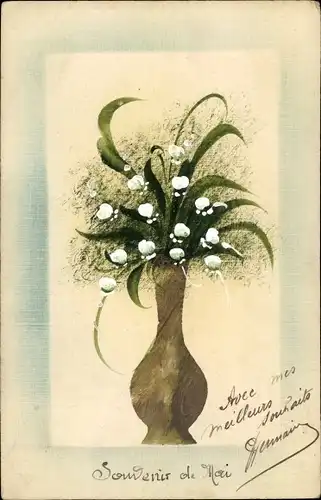 Ak Maiglöckchen in einer Blumenvase