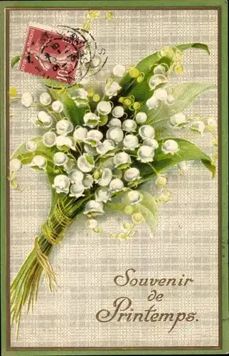 Präge Ak Blumenstrauß, Maiglöckchen, Souvenir