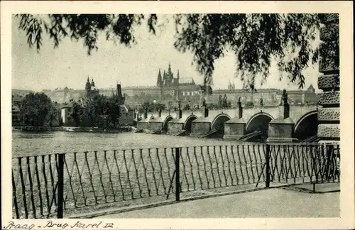 Ak Praha Prag Tschechien, Hradčany, Hradschin, Karluv most, Karlsbrücke