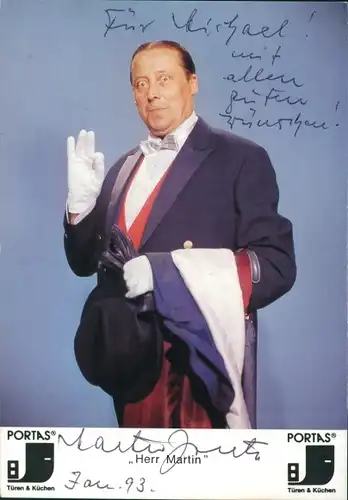 Ak Schauspieler Martin Jente, Herr Martin, Portrait, Autogramm