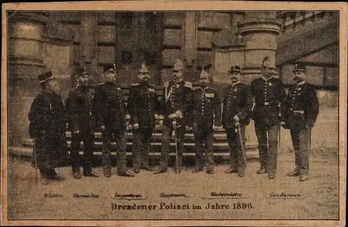 Ak Dresden, Polizei im Jahr 1896, Gendarm, Wachtmeister, Wächter, Inspektoren