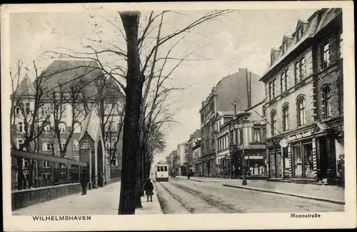 Ak Wilhelmshaven in Niedersachsen, Roonstraße, Straßenbahn