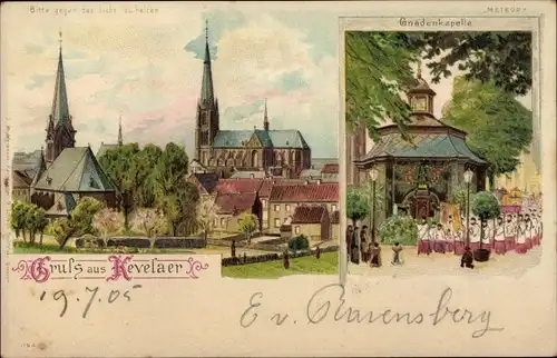 Halt gegen das Licht Litho Kevelaer am Niederrhein, Kirche, Gnadenkapelle, Prozession, Meteor