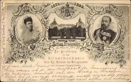 Ak Gotha im Thüringer Becken, Schloss Friedenstein, Silberhochzeit, Alfred, Maria von Sachsen Coburg