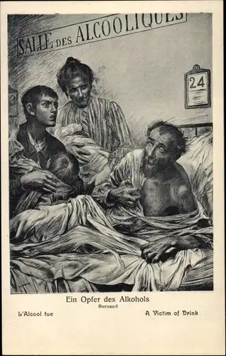 Künstler Ak Burnand, Ein Opfer des Alkohols