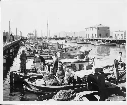 Foto Fisherman’s Wharf San Francisco Kalifornien USA, Fischerboote, Fangnetze