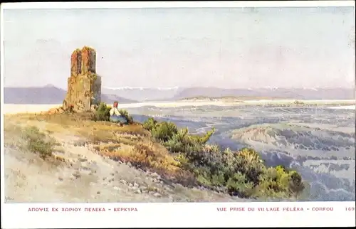 Künstler Ak Pelekas Korfu Griechenland, Panorama