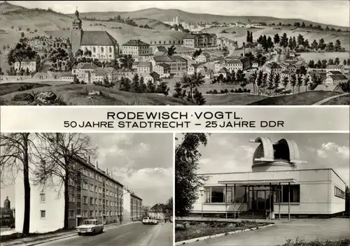 Ak Rodewisch im Vogtland Sachsen, historische Ansicht, Straße des Friedens, Sternwarte