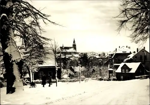 Ak Schneeberg im Erzgebirge, Teilansicht, Winter