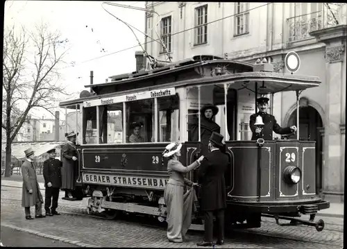 Ak Gera in Thüringen, 75 Jahre Geraer Straßenbahn, Historischer Triebwagen Nr. 19, Baujahr 1905