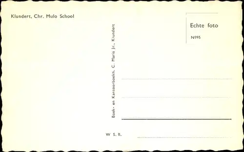 Ak Klundert Nordbrabant, Chr. Mulo School