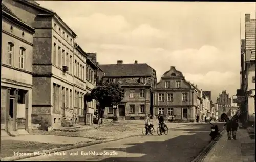 Ak Tribsees in Mecklenburg Vorpommern, Markt, Karl Marx Straße