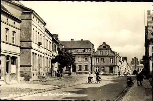 Ak Tribsees in Mecklenburg Vorpommern, Markt, Karl Marx Straße