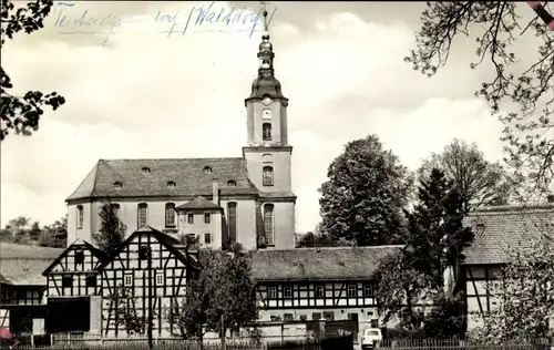 Ak Teichwolframsdorf in Thüringen, Kirche, Fachwerkhäuser