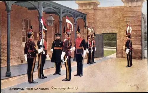 Künstler Ak 5th Royal Irish Lancers, Changing Guard