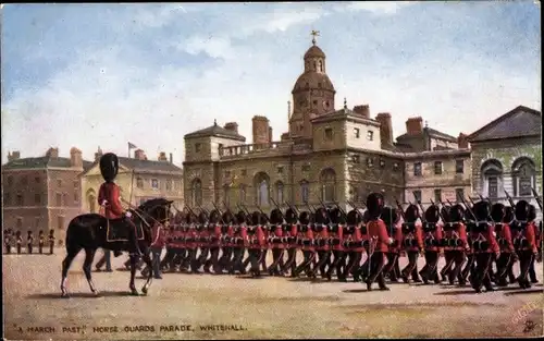 Künstler Ak London City, Whitehall, A march past, Horse Guards Parade, Tuck 6412