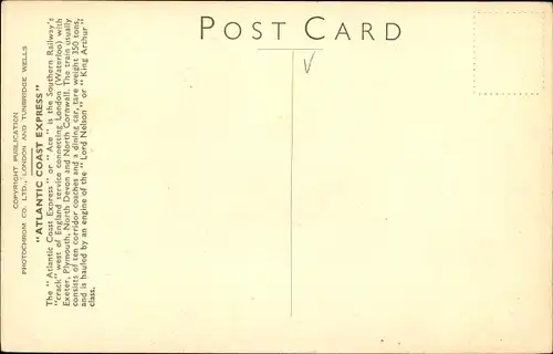 Ak Britische Eisenbahn, Atlantic Coast Express, Southern Railway