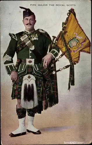 Ak Pipe Major of The Royal Scots, Schotte im Kilt, Dudelsack