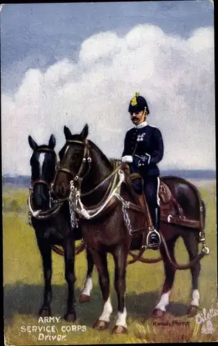 Ak Britischer Soldat, Pferde, Army Service Corps