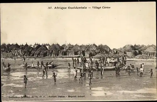 Ak Senegal, Cerere Dorf, Hütten, Boote