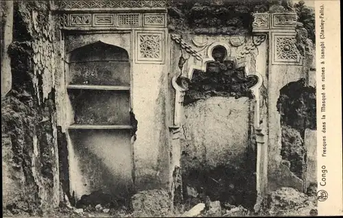 Ak Isangbi DR Kongo Zaire, Stanley Falls, Moschee, Ruine, Fresken