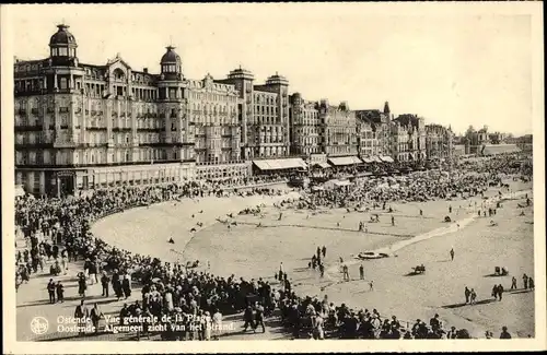 Ak Oostende Ostende Westflandern, Gesamtansicht des Strandes