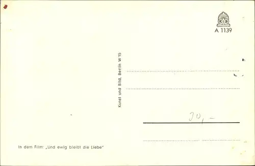 Ak Schauspielerin Magda Schneider in Und ewig bleibt die Liebe, Portrait, Autogramm