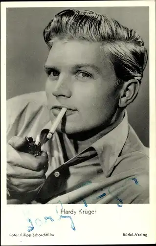 Ak Schauspieler Hardy Krüger, Portrait, Autogramm