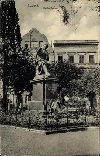 Ak Hansestadt Lübeck, Geibeldenkmal