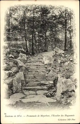 Ak Spa Wallonien Lüttich, Promenade de Meyerbeer, l'Escalier des Huguenots