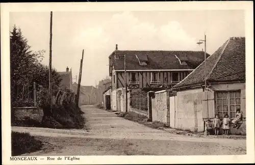 Ak Monceaux Oise, Church Street