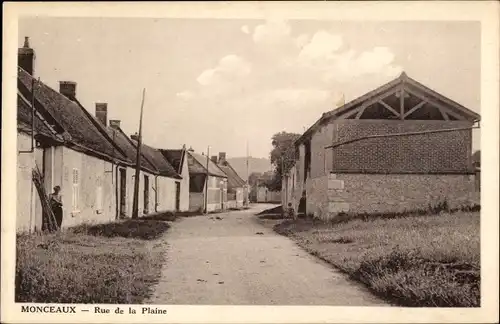 Ak Monceaux Oise, Rue de la Plaine