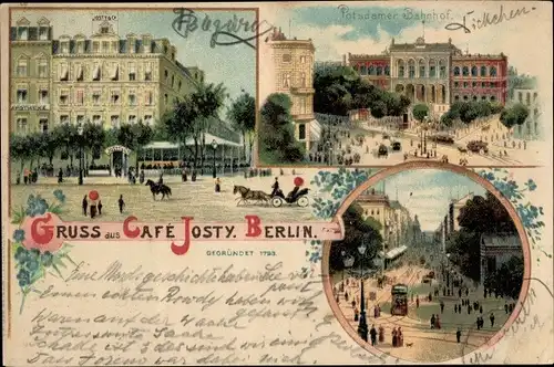 Litho Berlin, Potsdamer Bahnhof, Stadtpartien, Cafe Josty